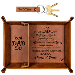 To Dad From Daughter Gift - Leather Valet Tray and Keychain