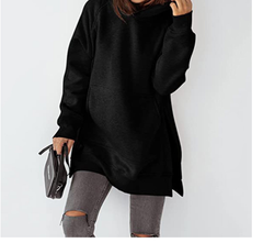 Solid Color Hooded Pullover Sweatshirt for Women